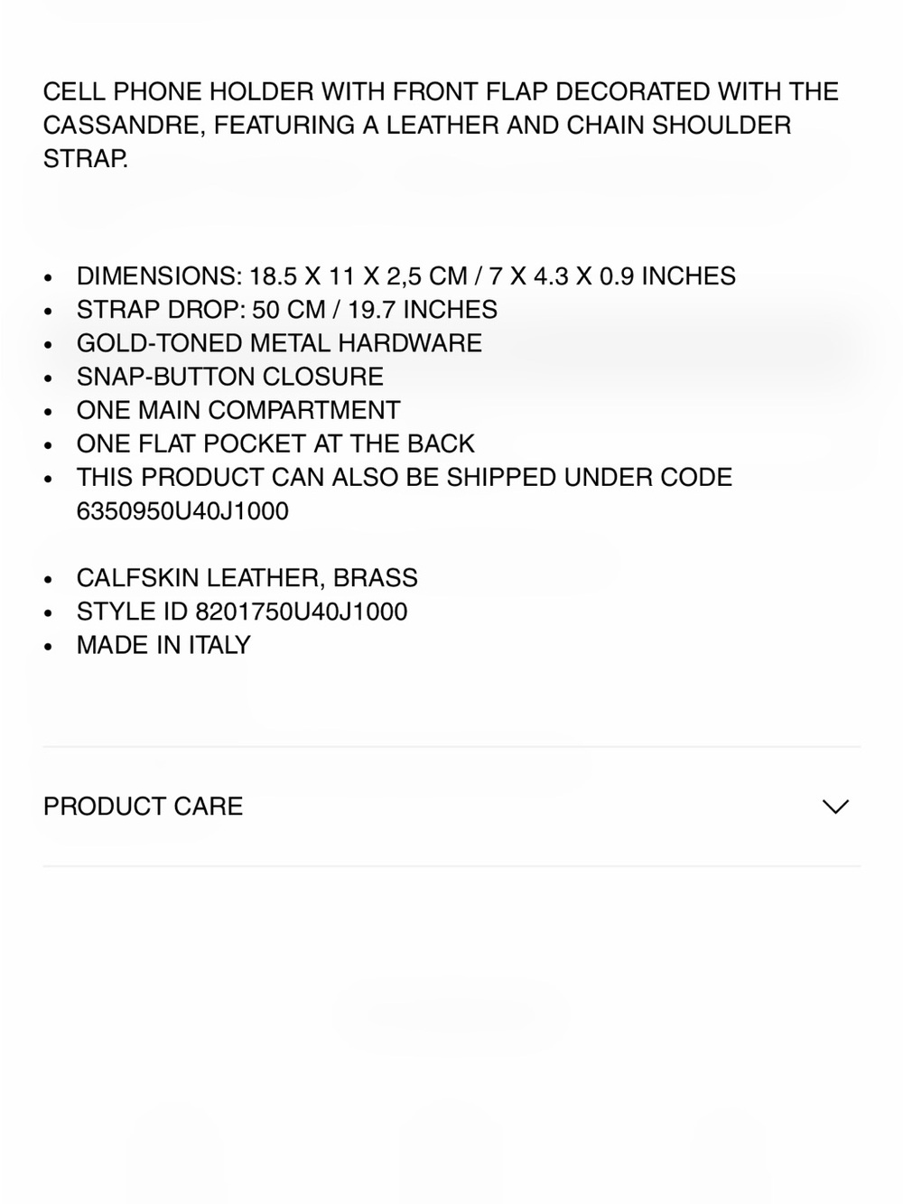Saint Laurent Black Leather Cassandra phone bag BRAND NEW - Picture 7 of 7
